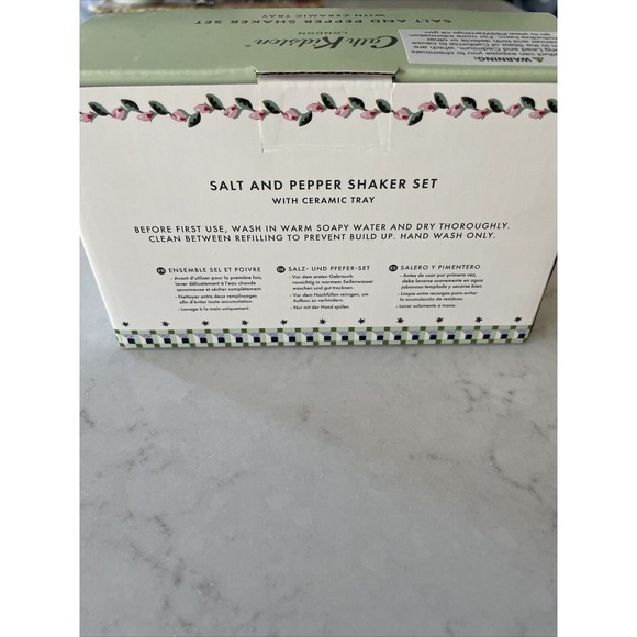 Cath Kidston Green Christmas Bears Salt & Pepper Shakers Set in Ceramic Tray NEW - Picture 5 of 5